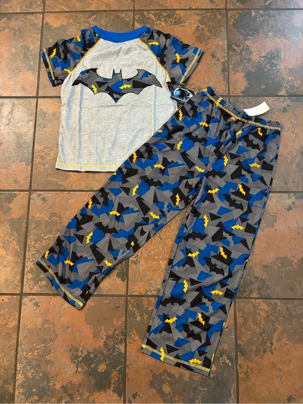 🌈Batman Blue, Gray & Yellow Bat Pajama Set